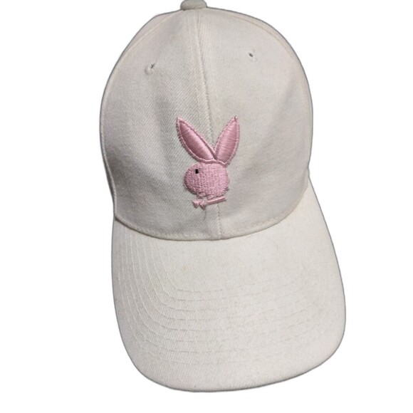 Playboy Bunny White Baseball Cap With Pink Stitching Hugh Hefner Magazine - Picture 1 of 5